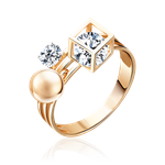 Кольцо из красного золота с фианитами