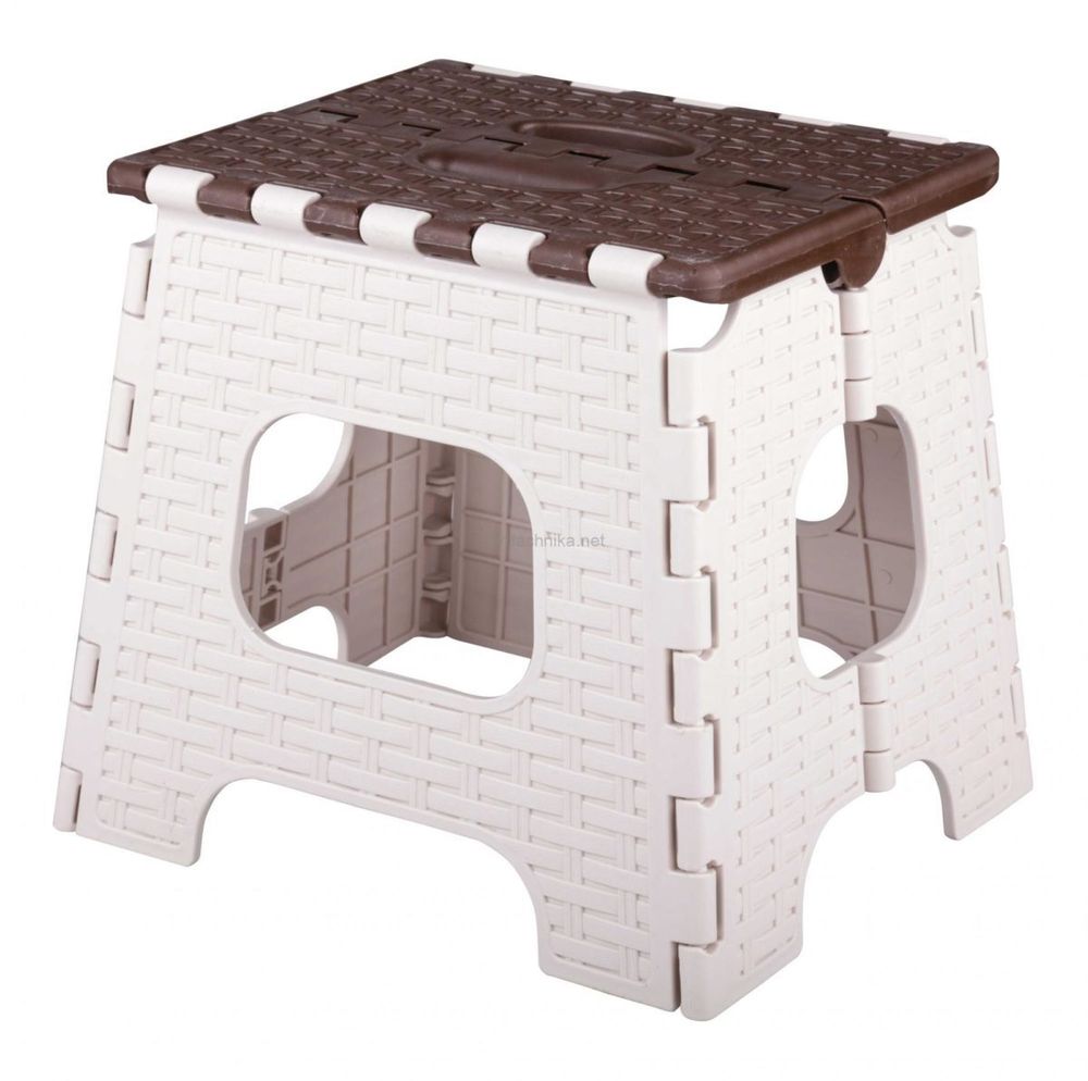 Табурет складной «Плетенка» (малый) — бежево-коричневый