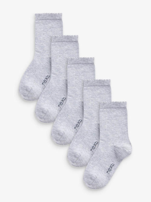 Носки хлопковые школьные для девочки Next A64-392, 5 шт., Светло-серый
