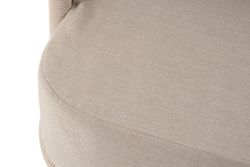 "Верона" диван 3-местный плетеный из роупа, каркас алюминий белый муар, роуп бежевый круглый, ткань бежевая 052