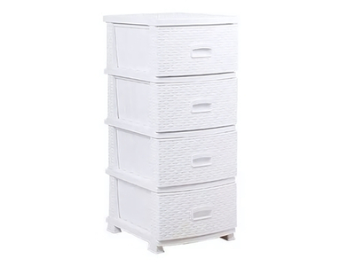 Комод 4-х секционный "Ротанг" белый