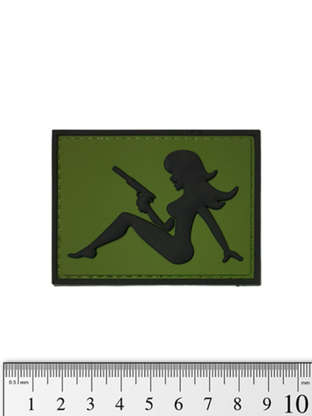 Шеврон Girl With Pistol PVC. Олива