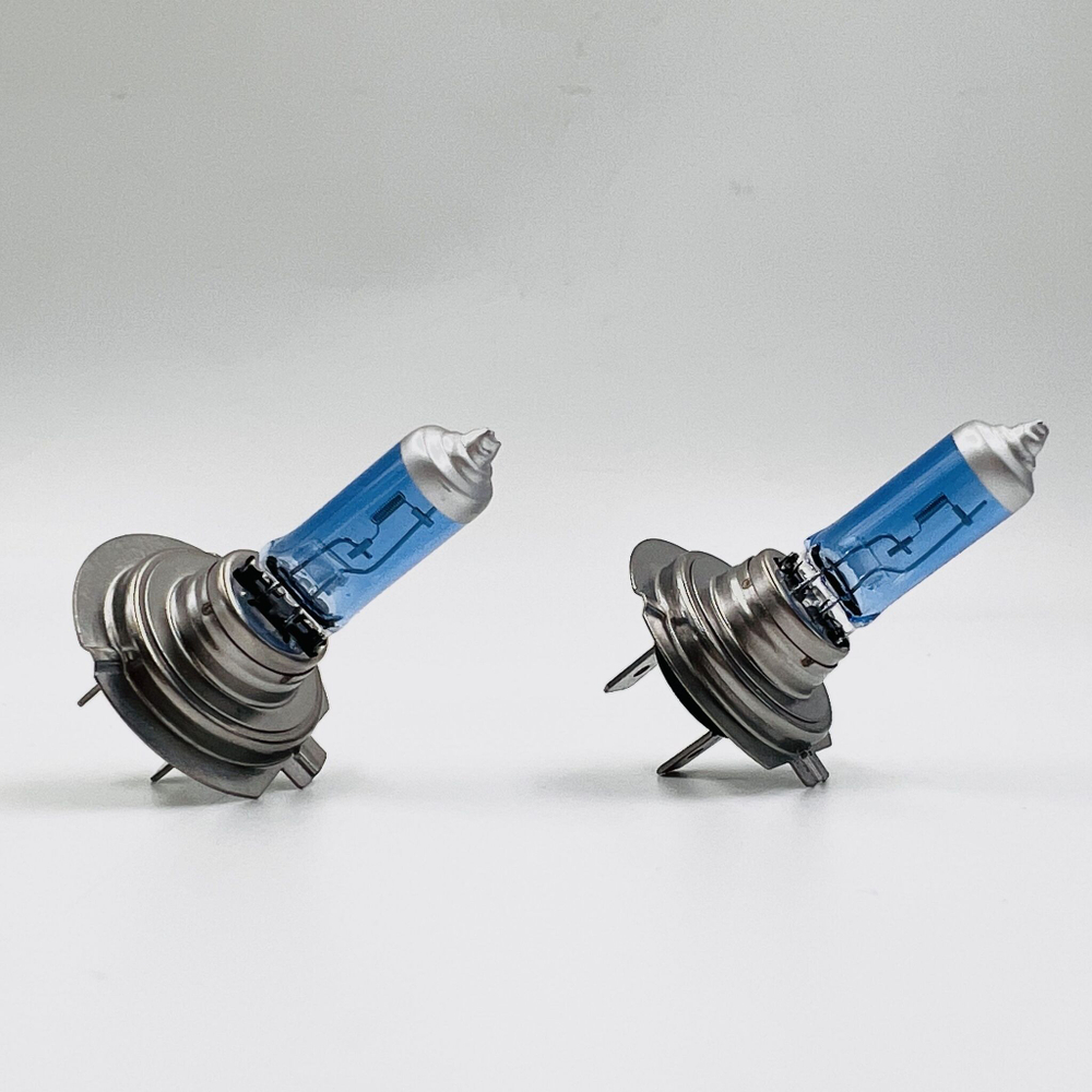 Лампа H7 Super White 12V 55W галогеновая 4500К белый свет комплект 2 шт + 2 лампы 21/5W ЛУЧ