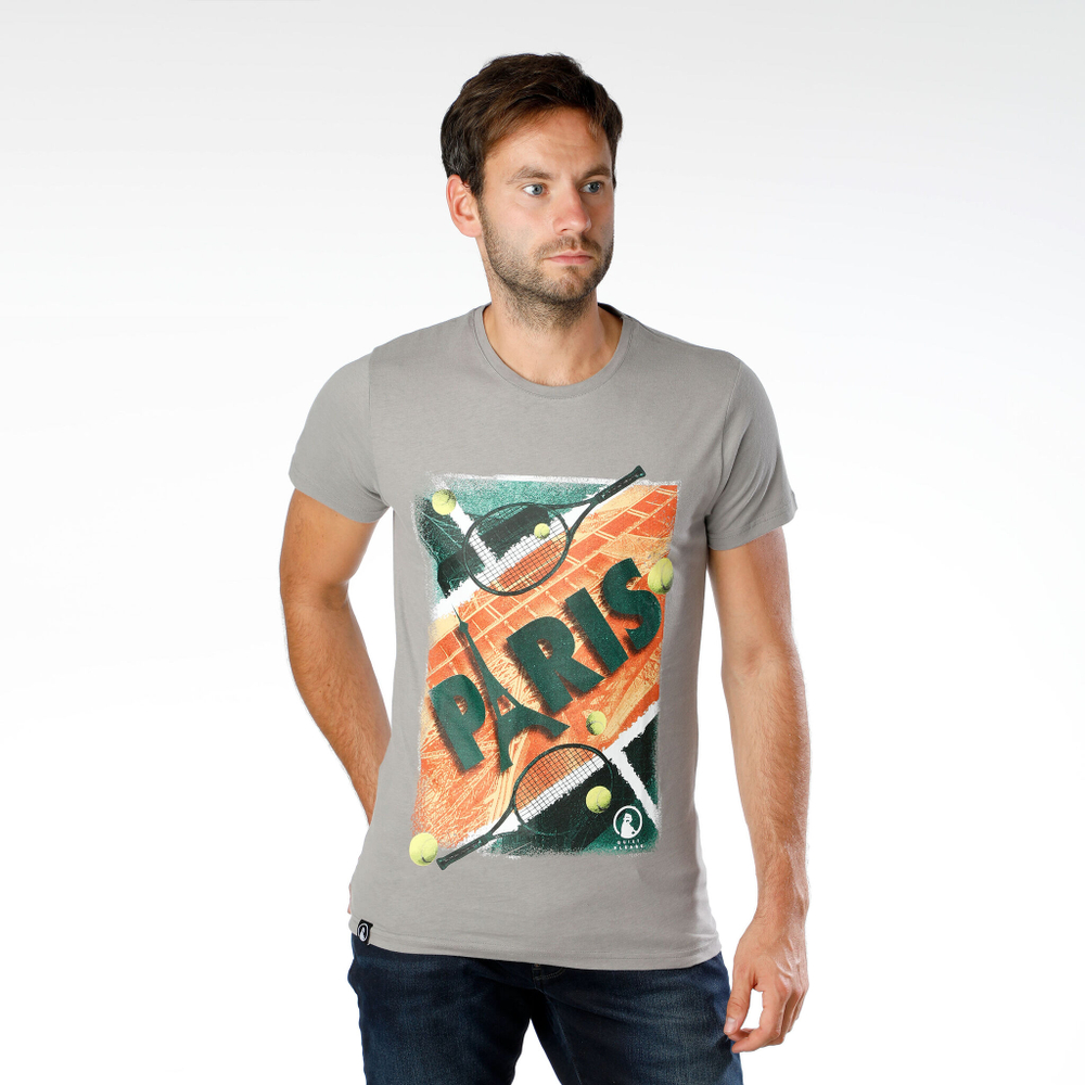 Мужское теннисное поло Quiet Please Paris Tour Eiffel Men - Grey, Multicoloured