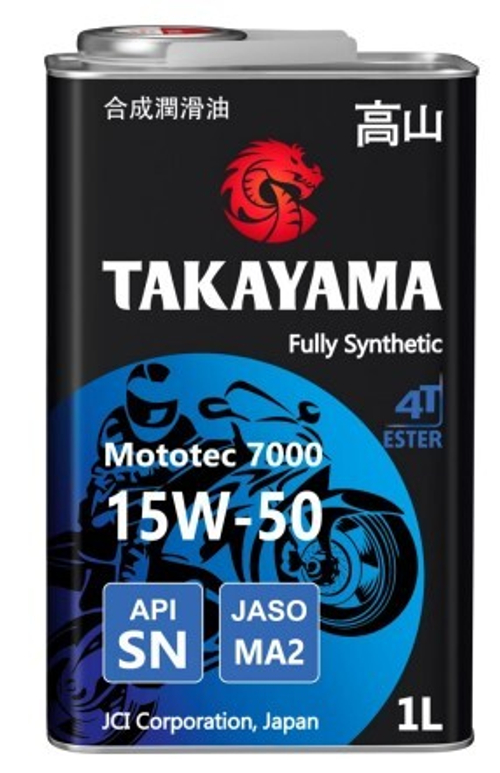 Масло Takayama 15W-50 Mototec 7000 4T API SN Jaso MA-2 металл полусинтетическое 1л / 15W50