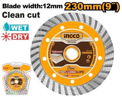 Диск алмазный сегментированный 230х10х3х22мм INGCO DMD032301 INDUSTRIAL