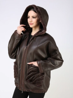 Дубленка зимняя двухсторонняя шуба с капюшоном