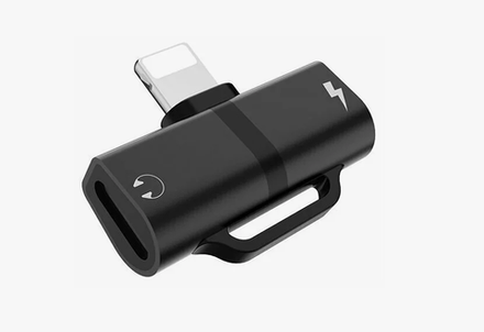 Аудио адаптер HOCO LS20 Lightning 8-pin на 2хLightning 8-pin, зарядка и аудио (черный)