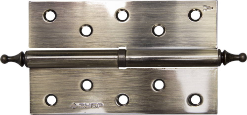 Петля дверная разъемная ЗУБР ″ЭКСПЕРТ″, 1 подшипник, цвет ст. латунь (AB), левая, с крепежом, 125х75х2,5мм,2шт