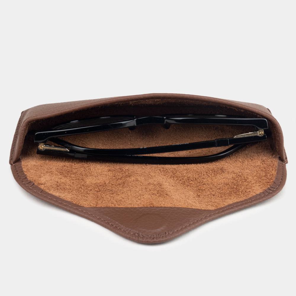 Футляр для очков Vision из кожи теленка, цвета шоколад