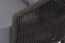 "Верона" кресло плетеное из роупа, каркас алюминий темно-серый (RAL7024) муар, роуп темно-серый круглый, ткань темно-серая 027