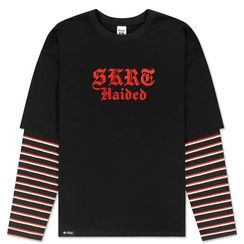 Лонгслив HAIDED SKRT двойной рукав, черн/бел/красный