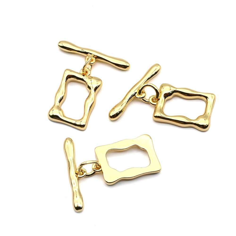 9405-з Тогл "Мятый прямоугольник" 22*19мм, позолота