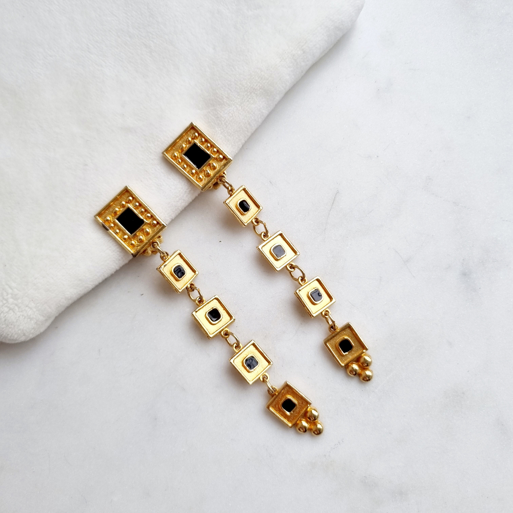 Клипсы длинные с эмалевыми вставками