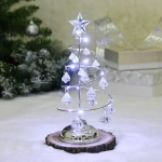 Сувенир с подсветкой «Елочка Хрустальная» 26 см, диаметр 10 см, основание-серебро, свечение белое, хрусталик Белый (работает от батареек 3 ААА)