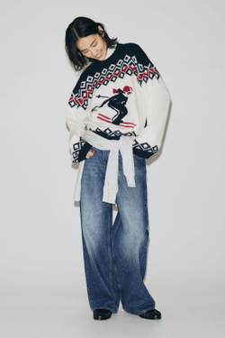 H&M Жаккардовый вязаный свитер, белый