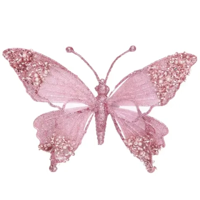 Украшение новогоднее «Бабочка - Изящный полет» 24.5*9*17 см, Розовый