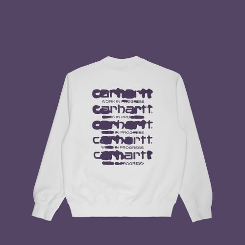 Толстовка мужская Carhartt WIP Ink Bleed Sweatshirt артикул:I032866_white_tyrian - купить в магазине Дайс