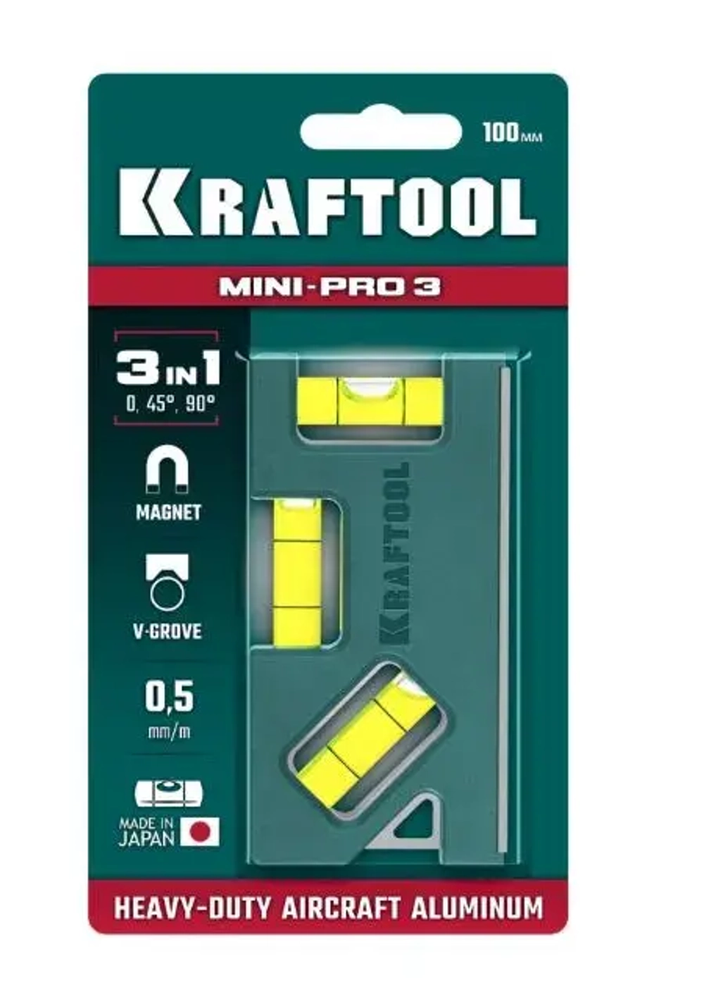Магнитный компактный уровень 100 мм. KRAFTOOL 34861-010