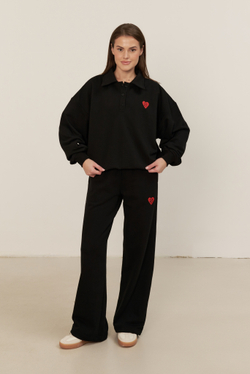 Брюки трансформеры с сердечком, черные