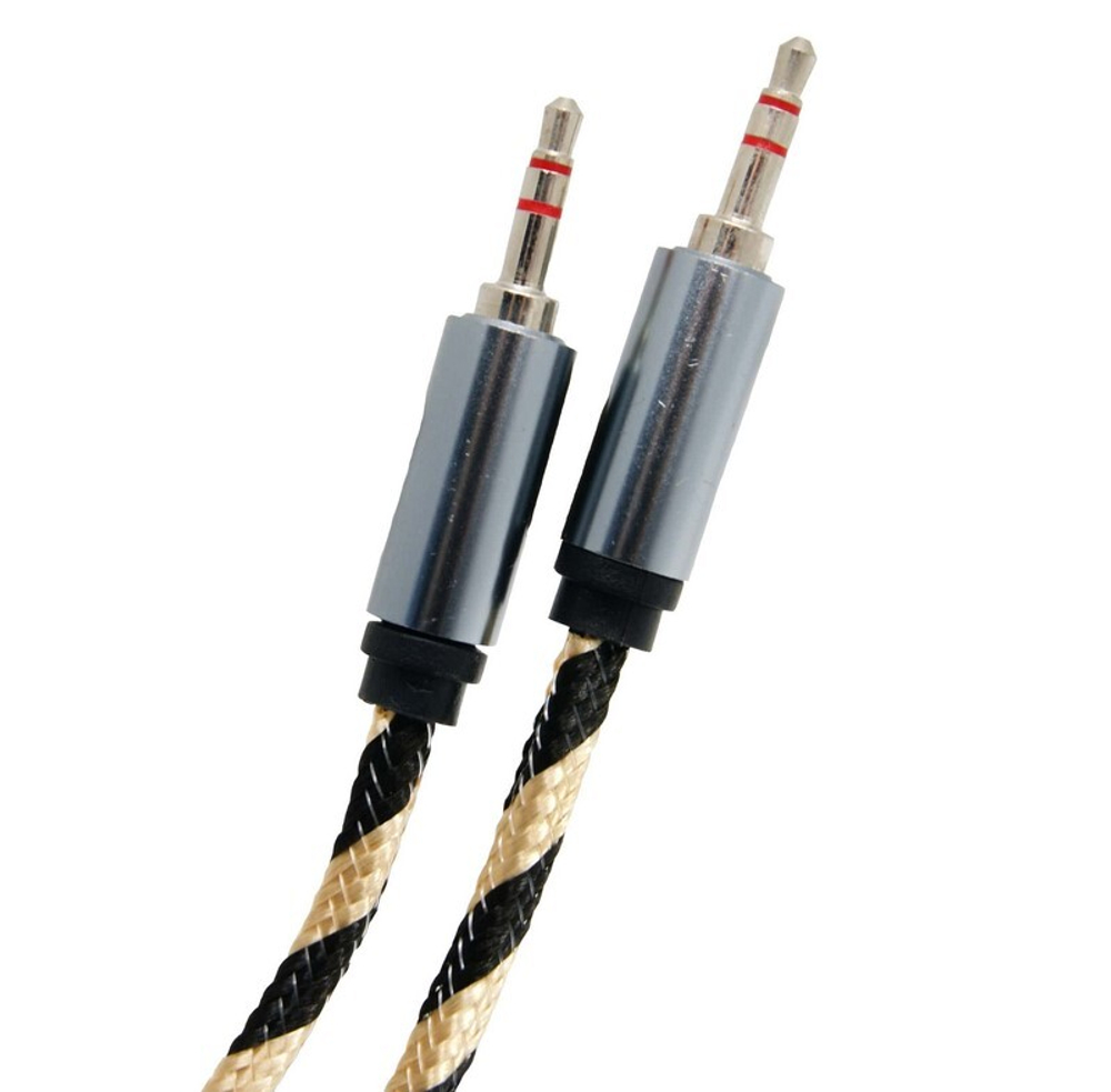 Кабель AUX JD-270 матерчатый металл (золото) 1,5м
