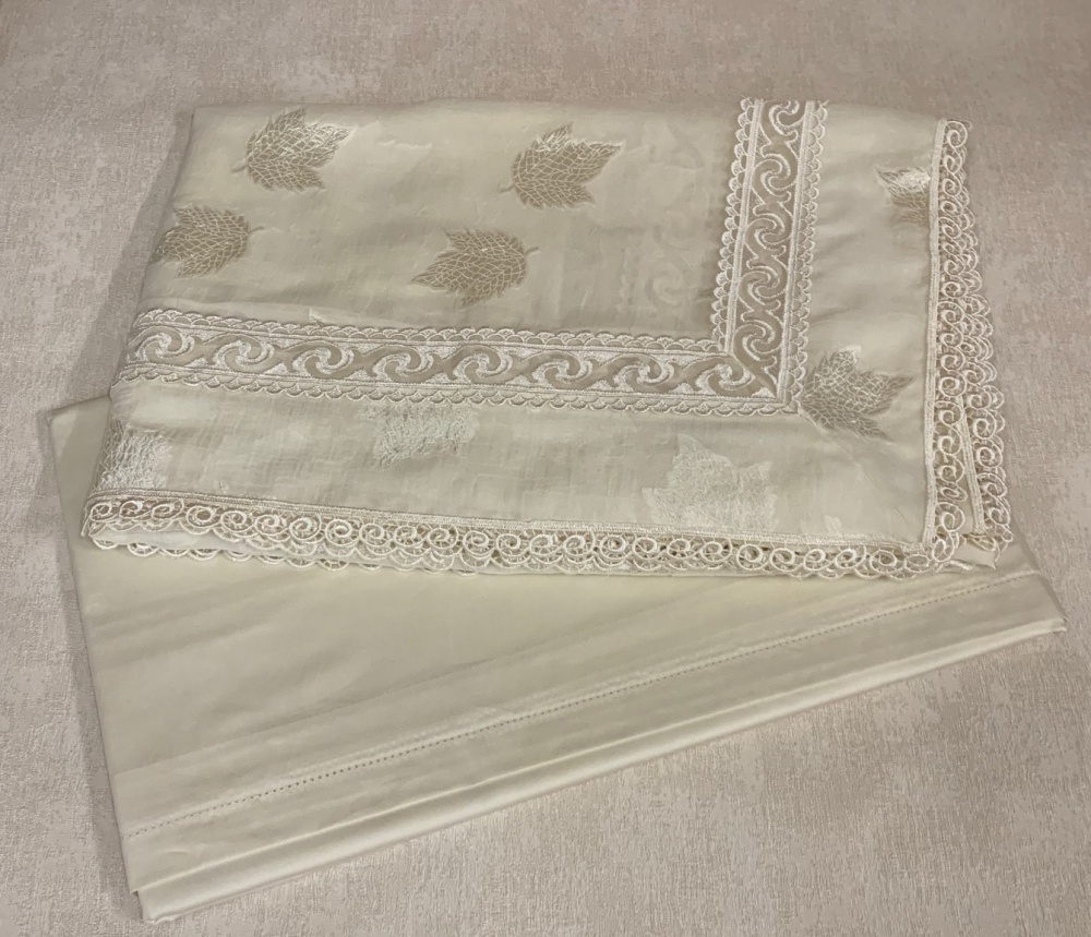 Набор скатертей 2шт 170х280 и 12 салфеток Gamba 1718 Panna шампань