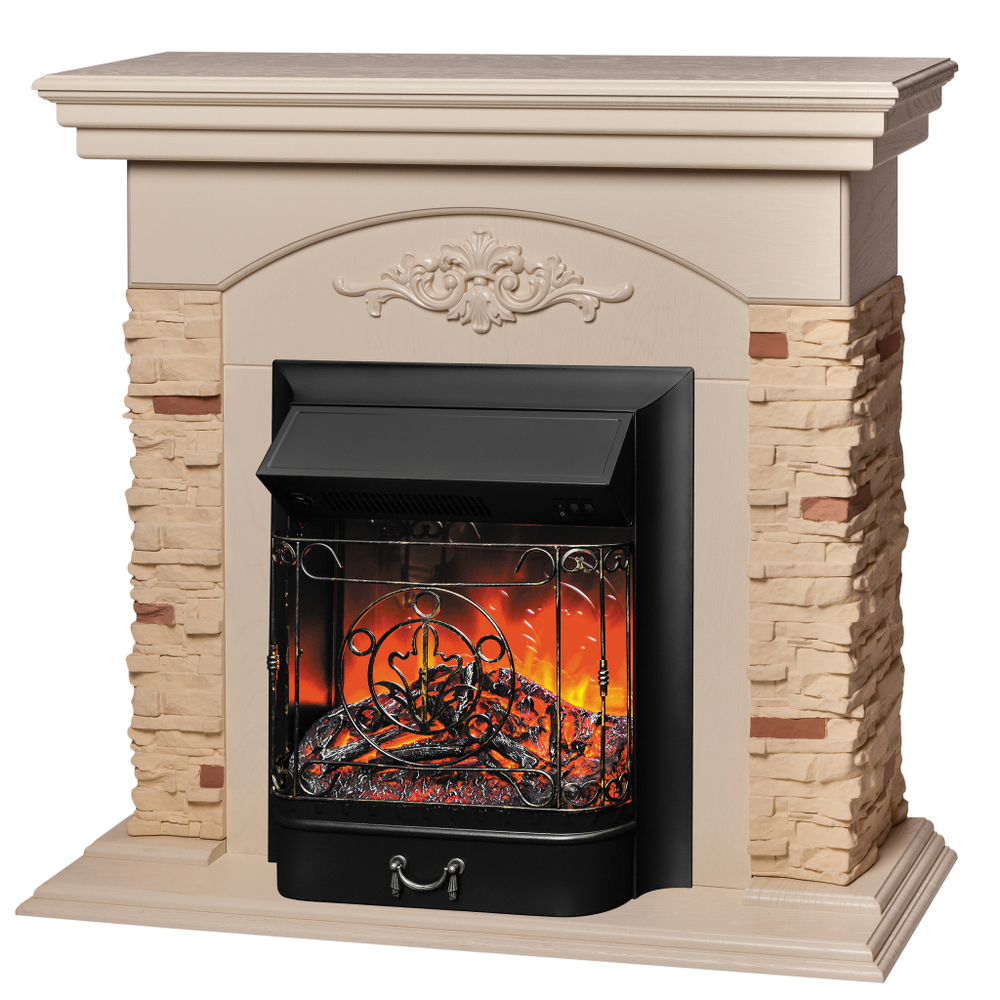 Каминокомплект Real Flame Neapolis WT с очагом Majestic Lux Black (без пульта)