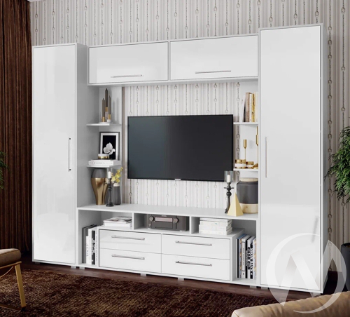 Гостиная Гармония (белый/белый глянец холодный)