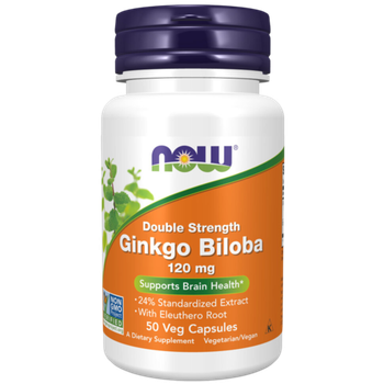 Now Foods Ginkgo biloba 120 mg 50 veg capsules, Гинкго Билоба