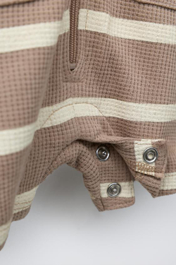 ZARA КОРОТКИЙ КОМБИНЕЗОН ИЗ РИФЛЕНОГО ТРИКОТАЖА, КОРИЧНЕВЫЙ