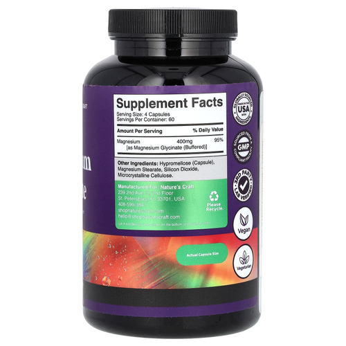 Nature's Craft, Глицинат магния, 240 капсул (100 мг на капсулу)