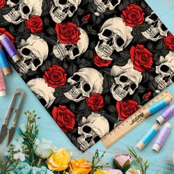 Ткань премиум Оксфорд 600D черепа на черном