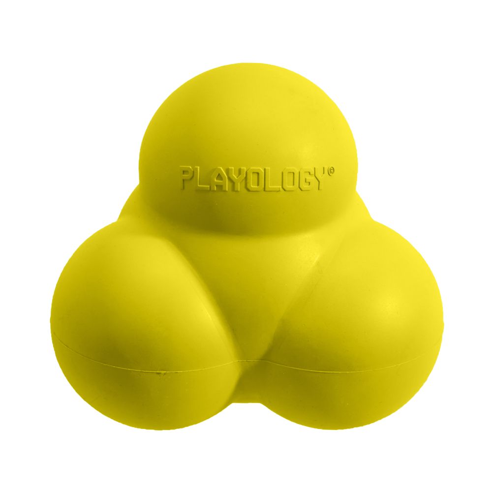 Жевательный тройной мяч Playology SQUEAKY BOUNCE BALL для собак средних и крупных пород с пищалкой и с ароматом курицы, цвет желтый Жевательный тройной мяч Playology SQUEAKY BOUNCE BALL для собак средних и крупных пород с пищалкой и с ароматом курицы, цвет желтый