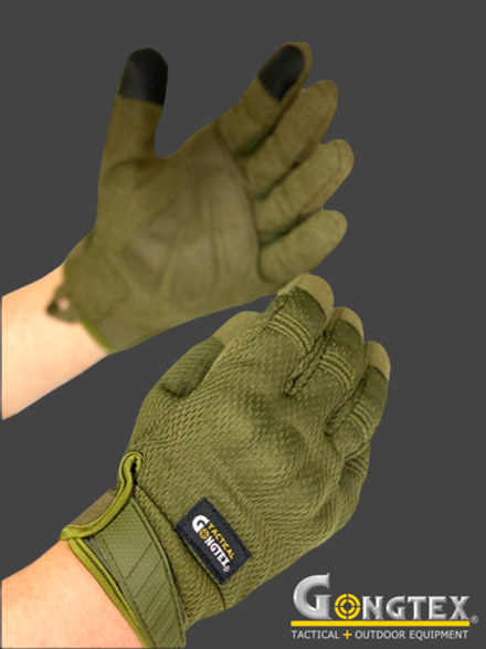 Перчатки полнопалые сетчатые с костяшками Gongtex Tactical Gloves (0056). Олива