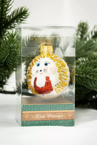 Елочное украшение Ёжик, стекло, 6 см., 1 шт., Витус (А21)