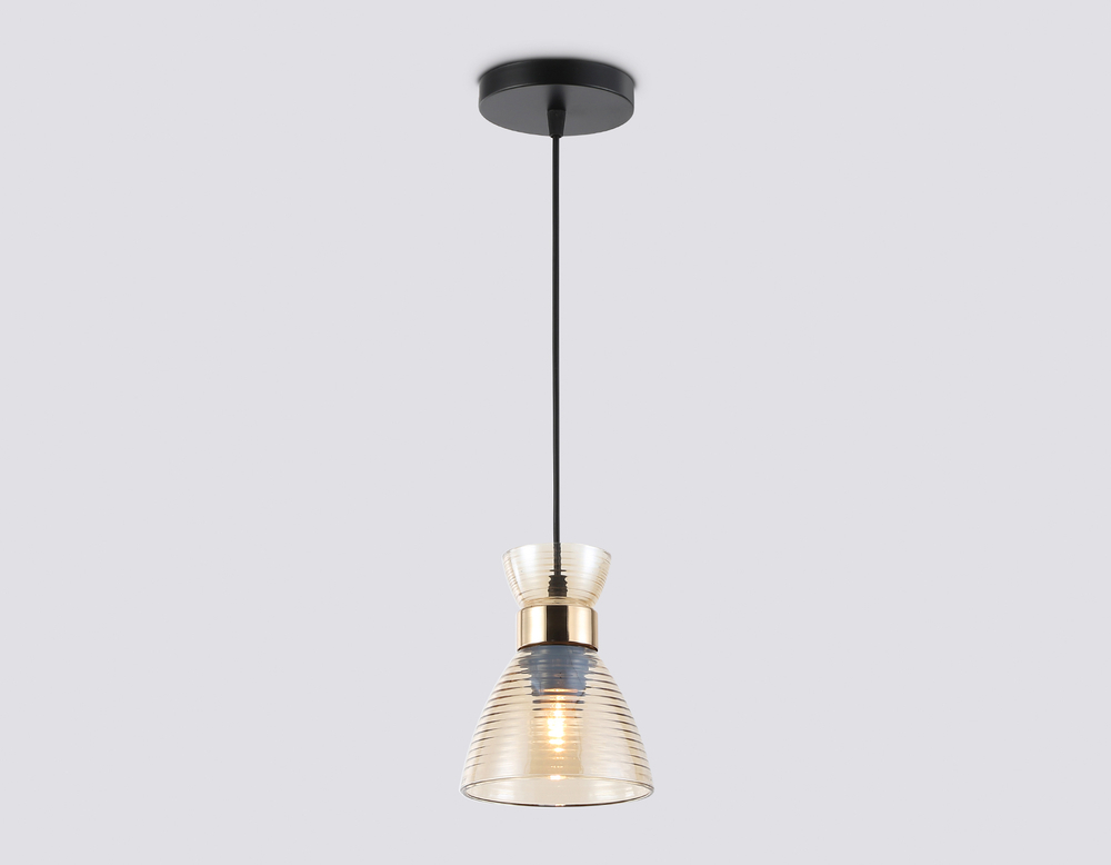Светильник подвесной TR3403 BK/FGD/TI черный/золото/янтарь E27 max 60W D135*1000