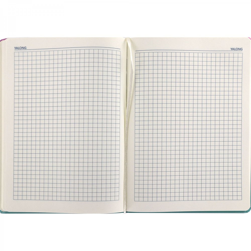Записная книжка, А5, Yalong, 7БЦ, матовая ламинация, на резинке, ляссе, клетка, 80 л., "Яркие объекты"