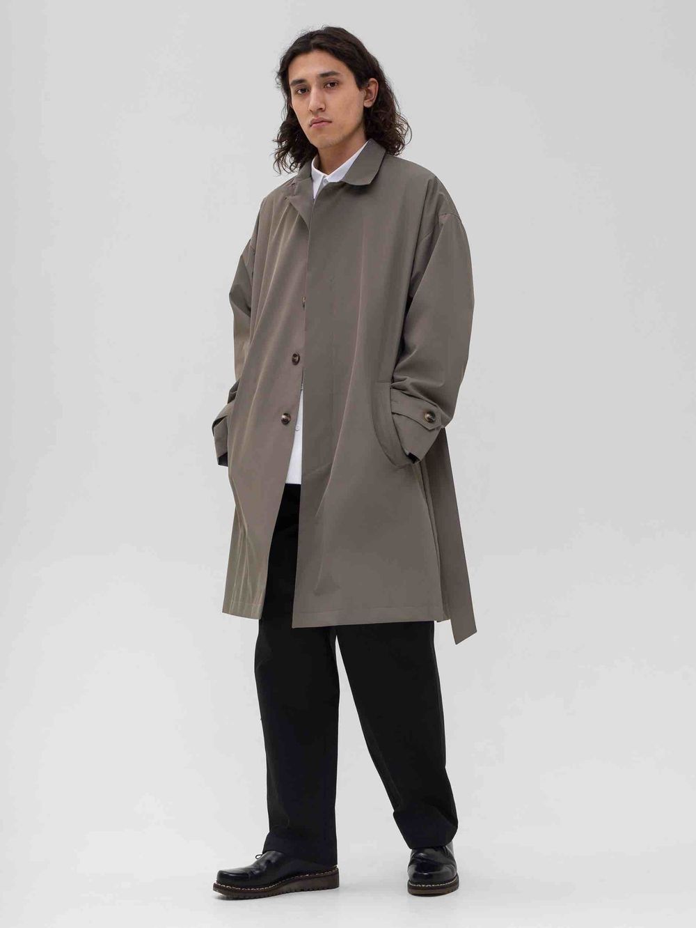 Плащ FOS Средней длины Мужской Зеленый