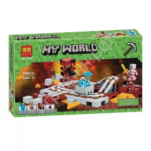 Конструктор Майнкрафт "Подземная железная дорога" 399 дет.