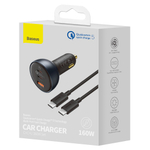 Автомобильная зарядка + Кабель Baseus Qualcomm® Quick Charge™ 5 Multi-Port Fast Charge Car Charger C+C+U 160W Set