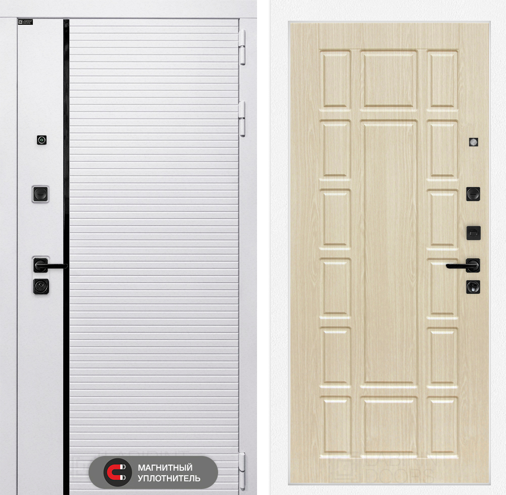 Дверь входная Лабиринт ROYAL 12  Беленый дуб  металлическая