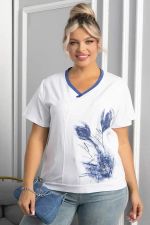 Блуза Лотус НЬЮ (бело-синяя) Б13975-20М LT Collection