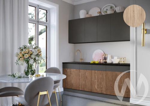 Кухня Оливия NEW 2;0м (белый/экзотическое дерево амазония; графит софт NEW/сонома)