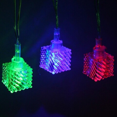 Гирлянда для дома 5,0 м 20 ламп LED с насадками КУБИК ВИТОЙ, прозрач.пров., авторежим.,IP-20 RG/RB (возможность соединения)