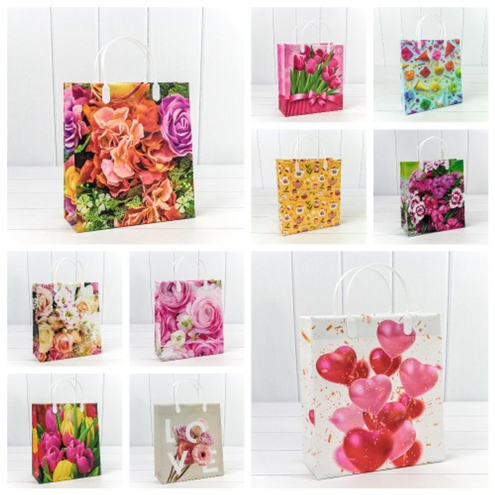 Пакет подарочный 26х23х10см Женский (Микс)