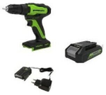 Дрель-шуруповерт аккумуляторная Greenworks Арт. 3704007UA, 24V, c 1хАКБ 2 Ач и ЗУ в кейсе