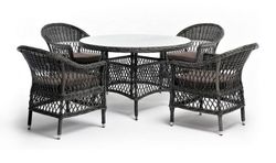"Дольче" обеденная группа из искусственного ротанга, цвет графит