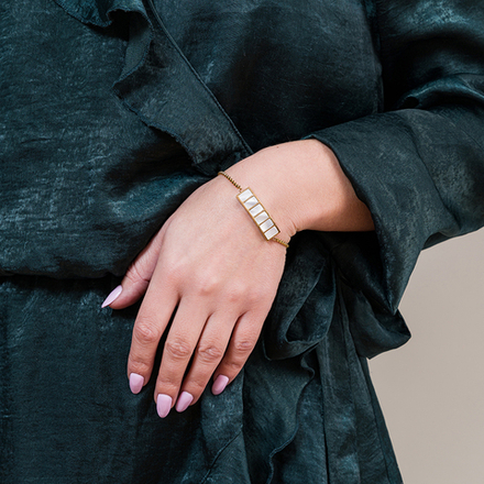 Браслет Fiore Luna Пирамида SHELL WHITE CB02788-7 BW/G