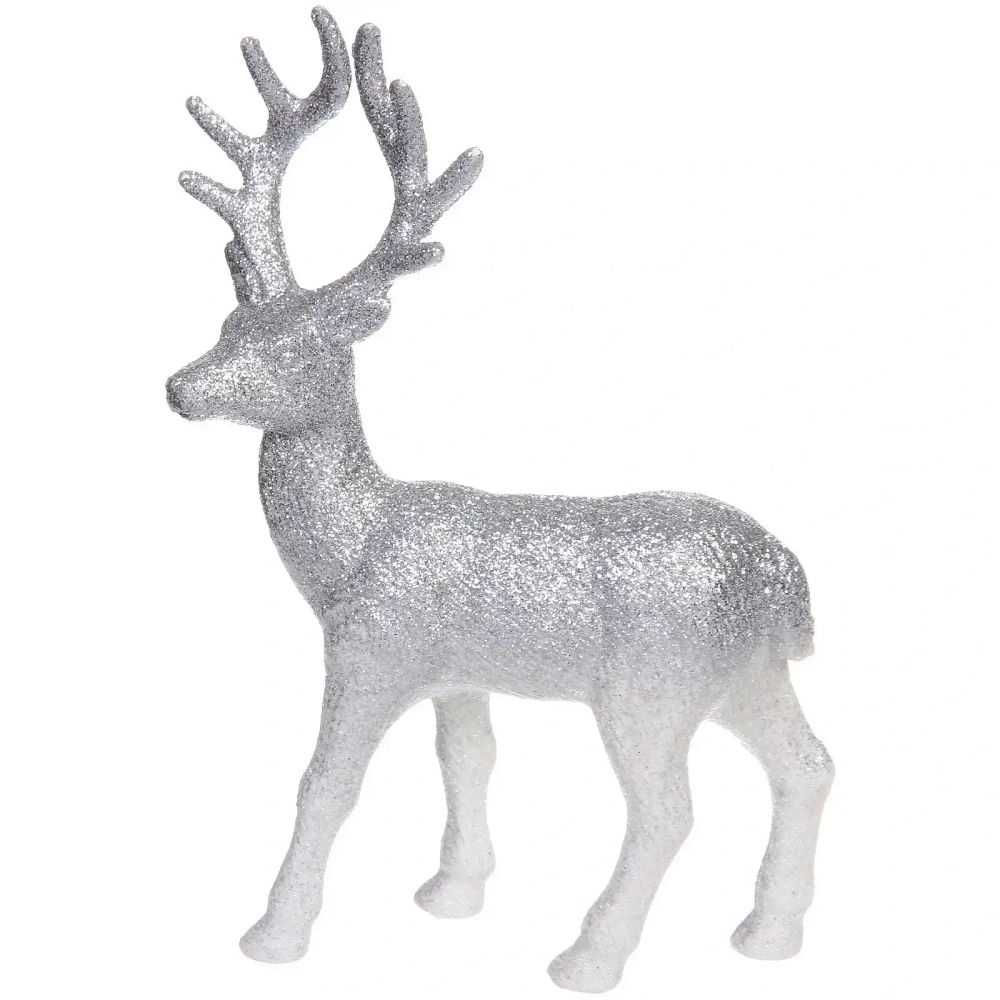 Фигурка новогодняя «Прекрасный олень» 13*5*22 см, Белый/серебро