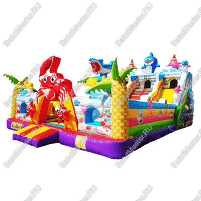 Коммерческий надувной батут "На морском дне" 12х7х6,5 м из двух модулей